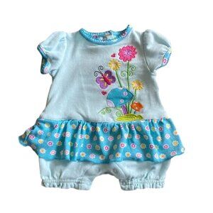 Buster Brown Mushroom Butterfly Floral Peplum Romper 0-3 Months